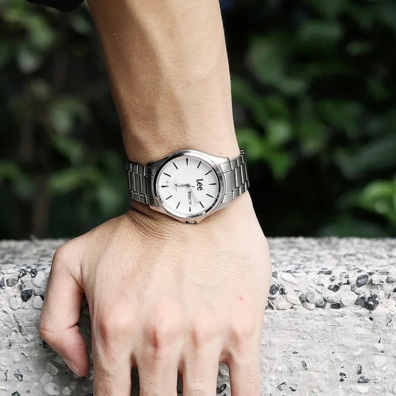 <正版授權><限量代購>Lee 石英機芯手錶 復古 商務 防水 鋼錶帶 白/黑-細節圖5