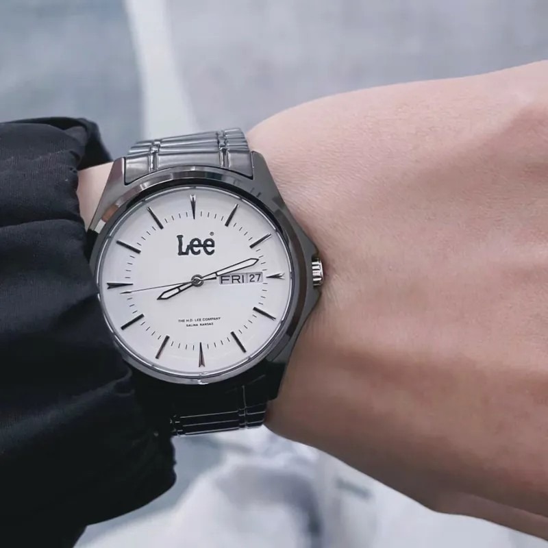 <正版授權><限量代購>Lee 石英機芯手錶 復古 商務 防水 鋼錶帶 白/黑-細節圖8