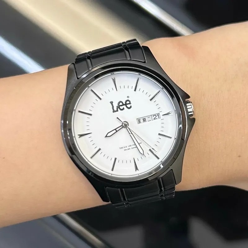 <正版授權><限量代購>Lee 石英機芯手錶 復古 商務 防水 鋼錶帶 白/黑-細節圖9