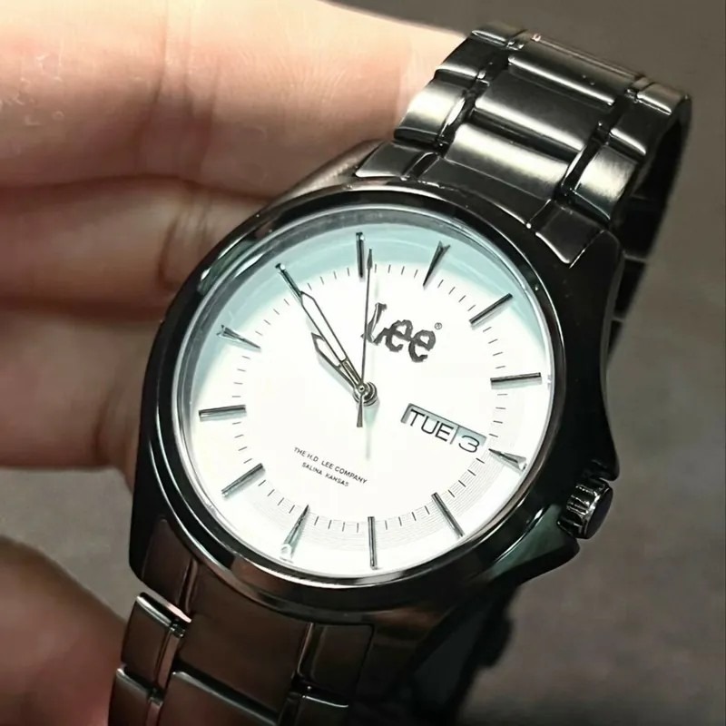 <正版授權><限量代購>Lee 石英機芯手錶 復古 商務 防水 鋼錶帶 白/黑-細節圖10