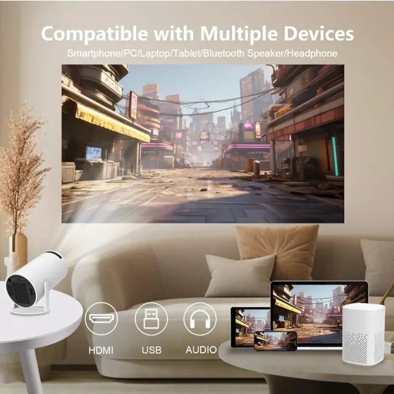 <快速出貨>多媒體智能投影機 白色 戶外用品 露營 投影儀 便攜-細節圖2