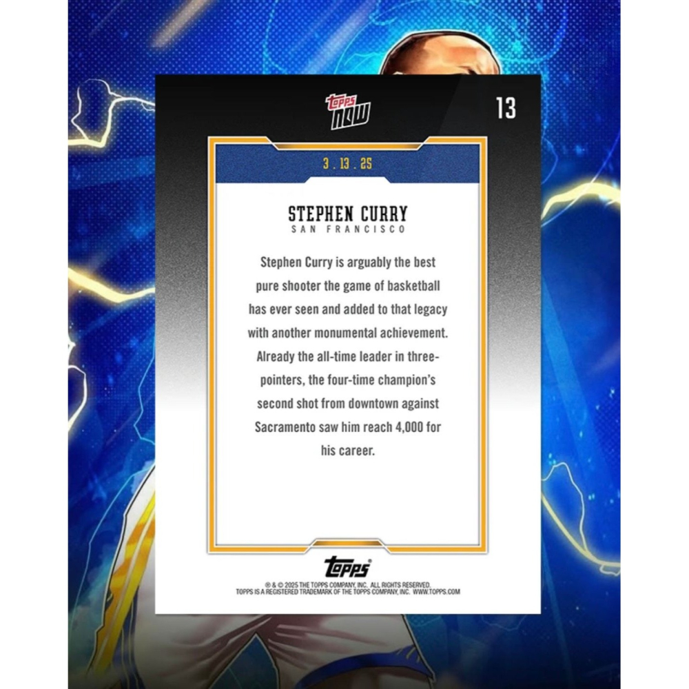 ＜快速出貨正版授權＞Stephen Curry 4000顆三分球 歷史紀念卡-細節圖3