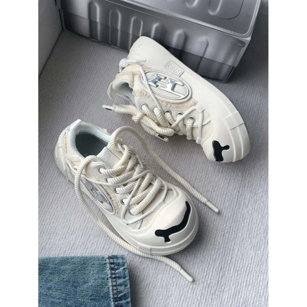 H52 二代 開口笑 圈圈鞋 溶解鞋 大頭鞋 奶油白 解構 罐頭鞋盒-細節圖2