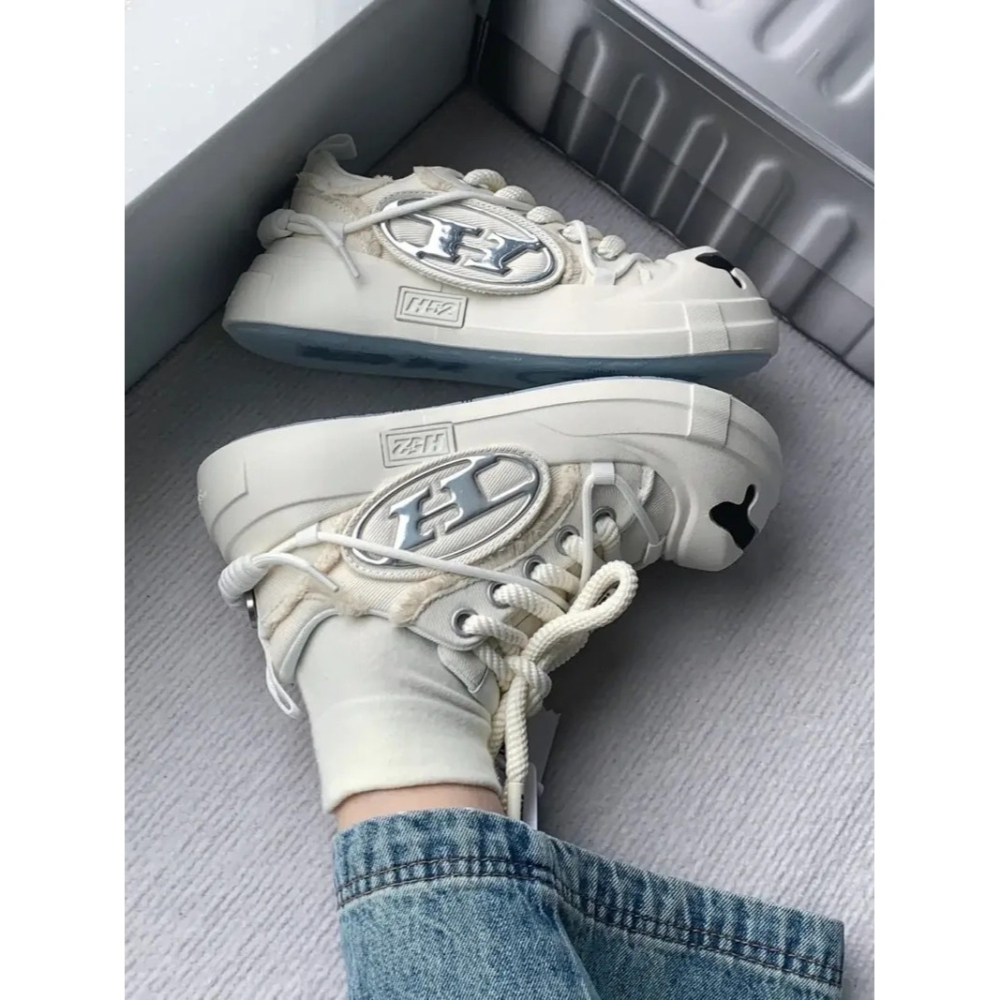 H52 二代 開口笑 圈圈鞋 溶解鞋 大頭鞋 奶油白 解構 罐頭鞋盒-細節圖3