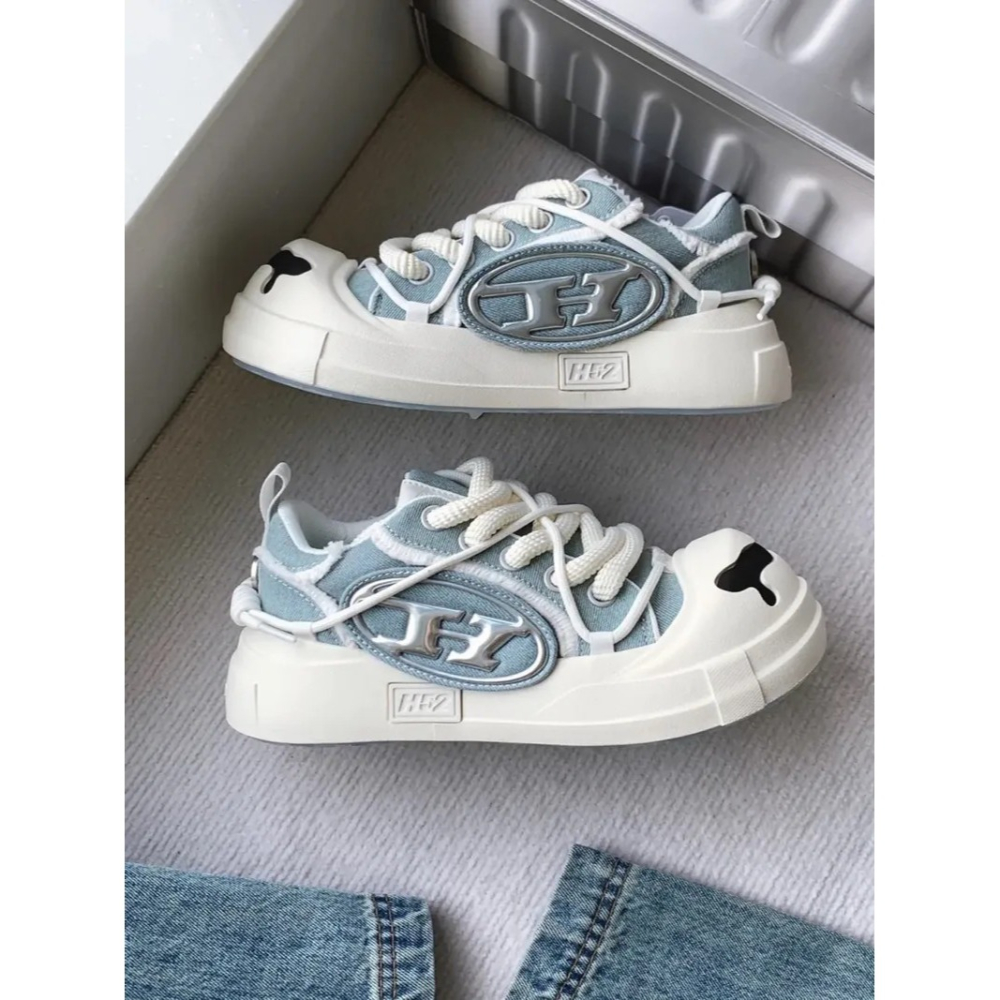 H52 二代 開口笑 圈圈鞋 溶解鞋 大頭鞋 牛仔藍 解構 罐頭鞋盒-細節圖3