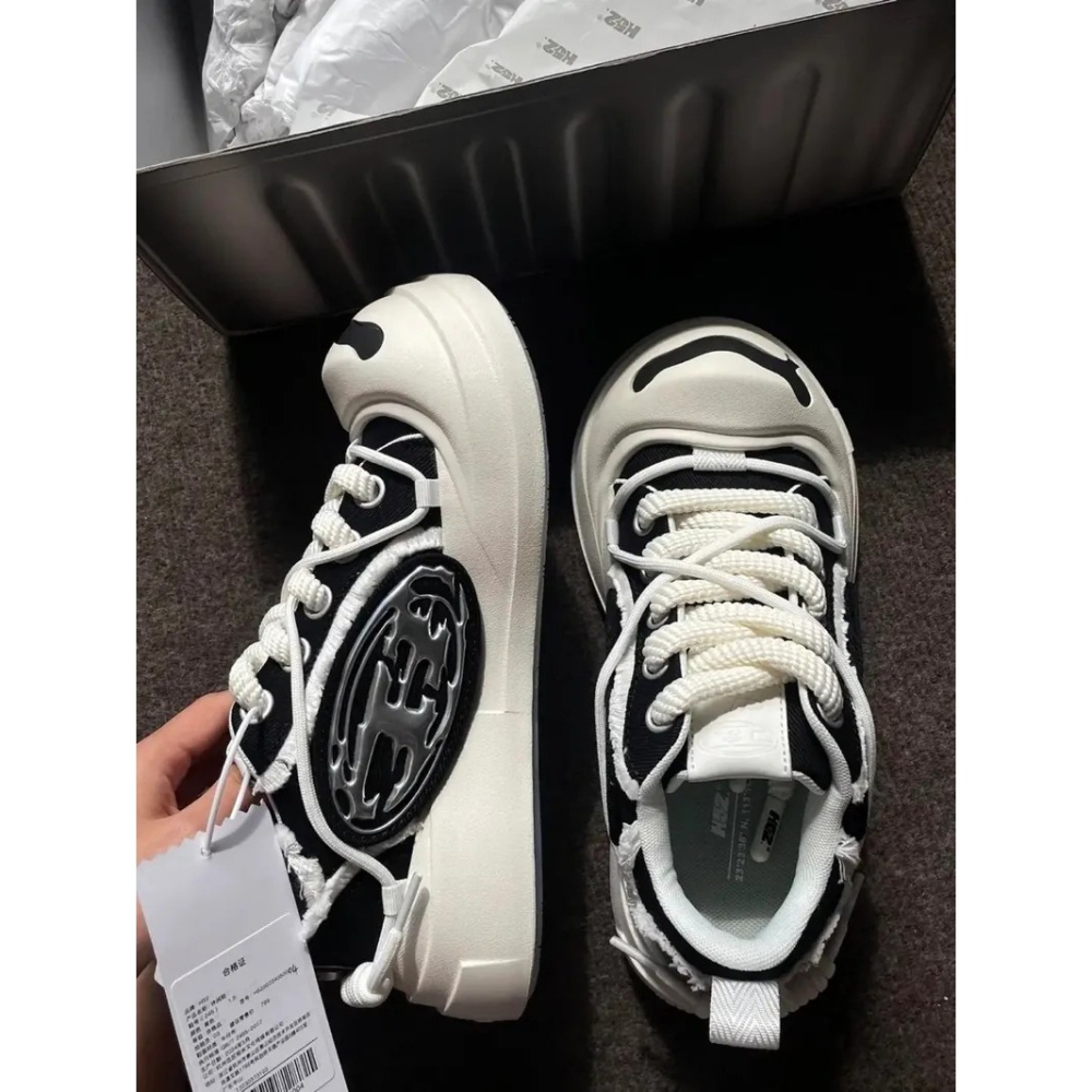 H52 二代 開口笑 圈圈鞋 溶解鞋 大頭鞋 黑色 解構 罐頭鞋盒-細節圖2