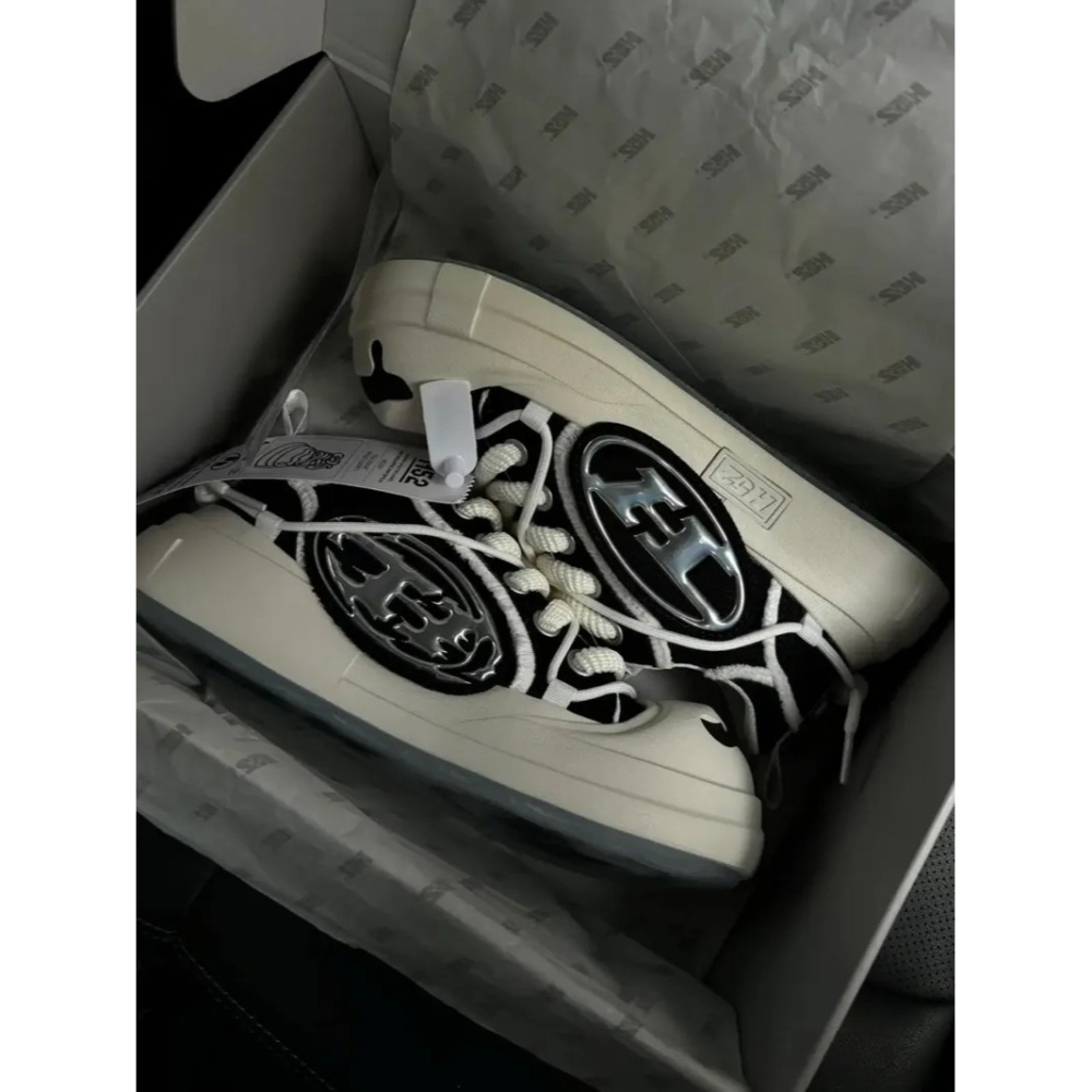 H52 二代 開口笑 圈圈鞋 溶解鞋 大頭鞋 黑色 解構 罐頭鞋盒-細節圖3