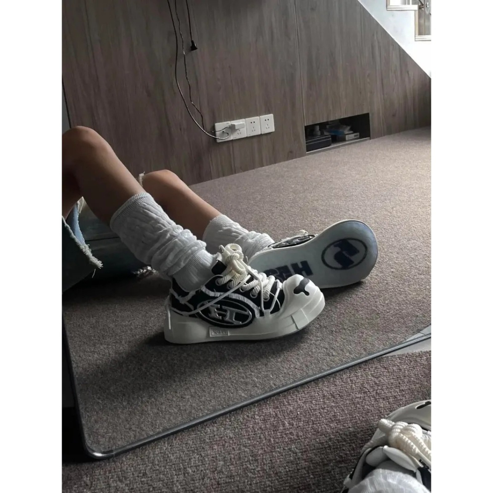 H52 二代 開口笑 圈圈鞋 溶解鞋 大頭鞋 黑色 解構 罐頭鞋盒-細節圖6