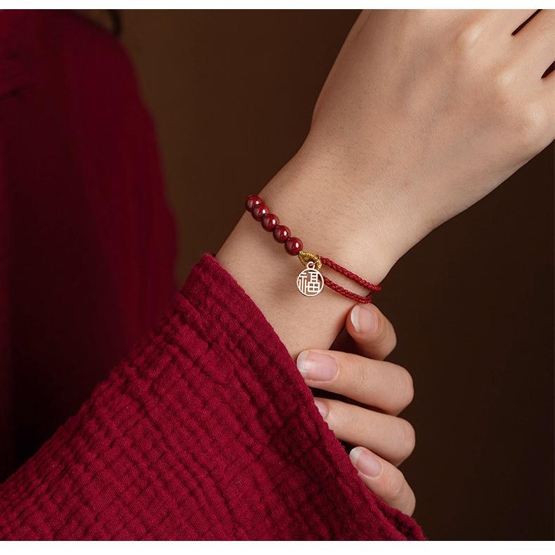 B1018．硃砂福字紅繩手鏈 本命年紅繩手鏈 本命年 防小人 辟邪除穢 紅繩改運手繩 開運招財 轉運手鍊 轉運 平安紅繩-細節圖5