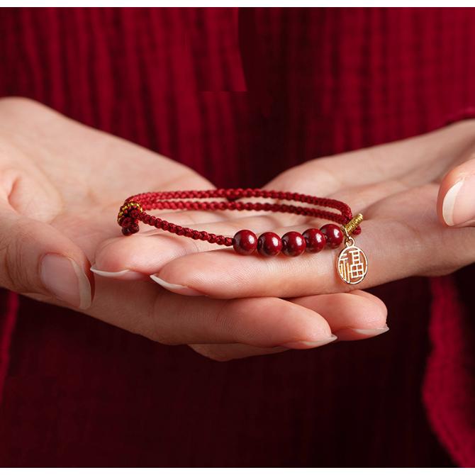 B1018．硃砂福字紅繩手鏈 本命年紅繩手鏈 本命年 防小人 辟邪除穢 紅繩改運手繩 開運招財 轉運手鍊 轉運 平安紅繩-細節圖6