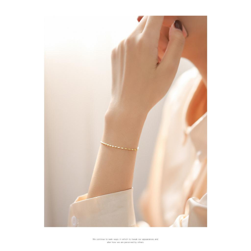 B963．日系輕奢手鏈 手鐲 手環 簡約輕奢方塊手鍊 手飾 韓版銀飾 抗過敏 防過敏首飾飾品配件 精緻質感送禮自用-細節圖5