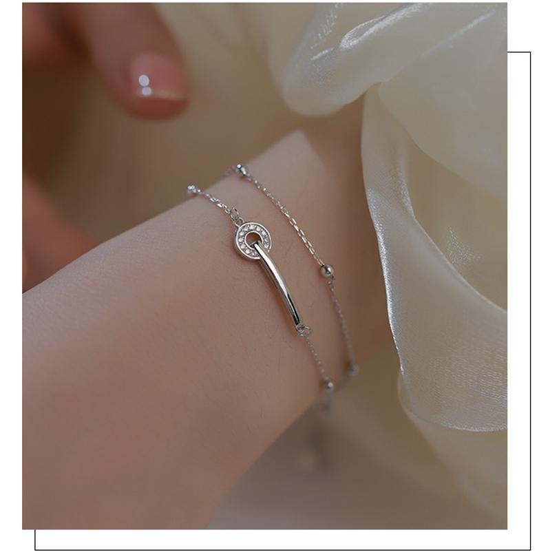 B987．輕奢雙層疊戴手鏈 韓版冷淡風手鏈 手環 手鍊 手飾 抗過敏 防過敏 首飾飾品配件 閨蜜共享手鏈-細節圖3