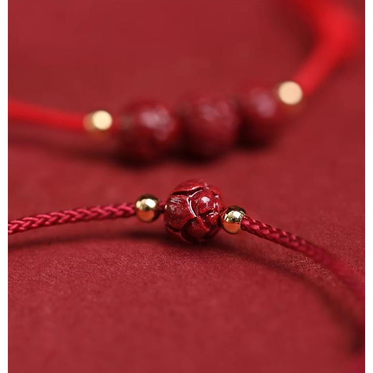 B1046．硃砂蓮花紅繩手鍊 紅繩 蓮花紅繩手鏈 本命年 辟邪護身 轉運手鏈 防小人 辟邪除穢 開運祈福 求財 保平安-細節圖8