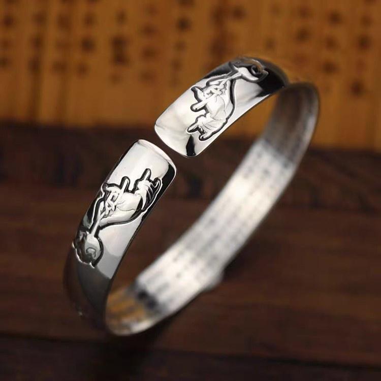 B701．南無阿彌陀佛佛經手環 銀飾手鐲 手環 手鍊 手飾 韓版銀飾 抗過敏 防過敏 首飾飾品 送禮自用 情人節 情侶-細節圖4