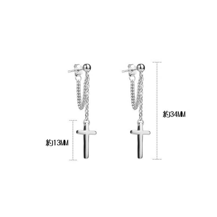 B977．十字架鏈條耳墜  韓版超酷暗黑系耳環 耳墜 耳飾 耳釘 耳扣 不褪色 抗敏耳針 防過敏 日韓版銀飾飾品-細節圖2