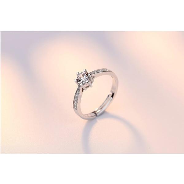 B559．六爪鋯石戒指銀飾 通用男女款戒指  無分尺寸 無分戒圍 可調整大小 指環 首飾配件飾品 女飾品情人節送禮物告白-細節圖4