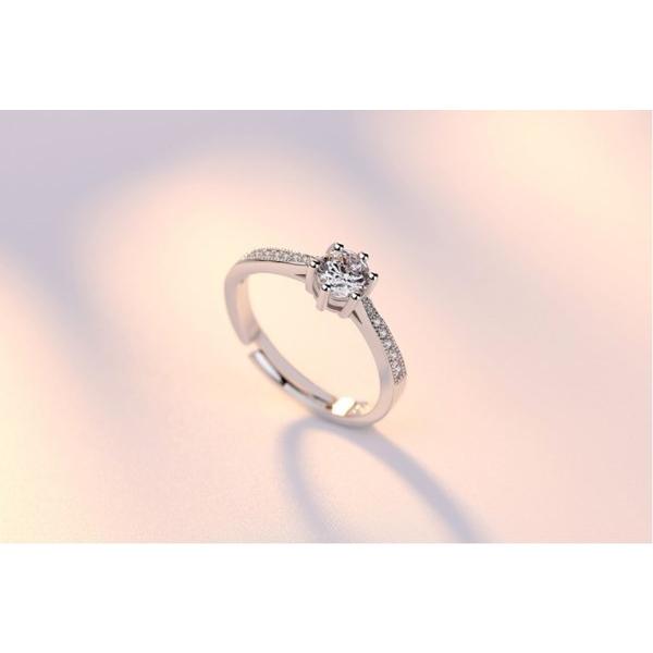 B559．六爪鋯石戒指銀飾 通用男女款戒指  無分尺寸 無分戒圍 可調整大小 指環 首飾配件飾品 女飾品情人節送禮物告白-細節圖5