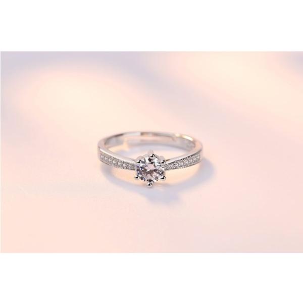 B559．六爪鋯石戒指銀飾 通用男女款戒指  無分尺寸 無分戒圍 可調整大小 指環 首飾配件飾品 女飾品情人節送禮物告白-細節圖6