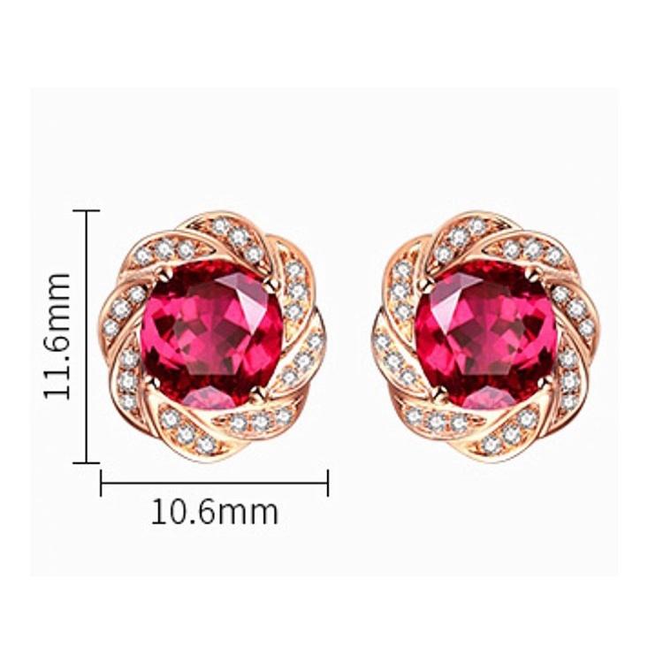 B759．紅色寶石耳環 耳墜 耳飾 韓版銀飾飾品 首飾 飾品 防過敏 抗過敏 不褪色 抗敏耳針 水鑽耳環 耳釘 耳扣-細節圖2