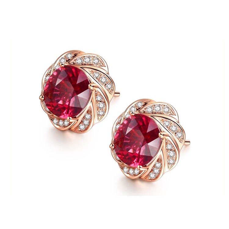 B759．紅色寶石耳環 耳墜 耳飾 韓版銀飾飾品 首飾 飾品 防過敏 抗過敏 不褪色 抗敏耳針 水鑽耳環 耳釘 耳扣-細節圖3