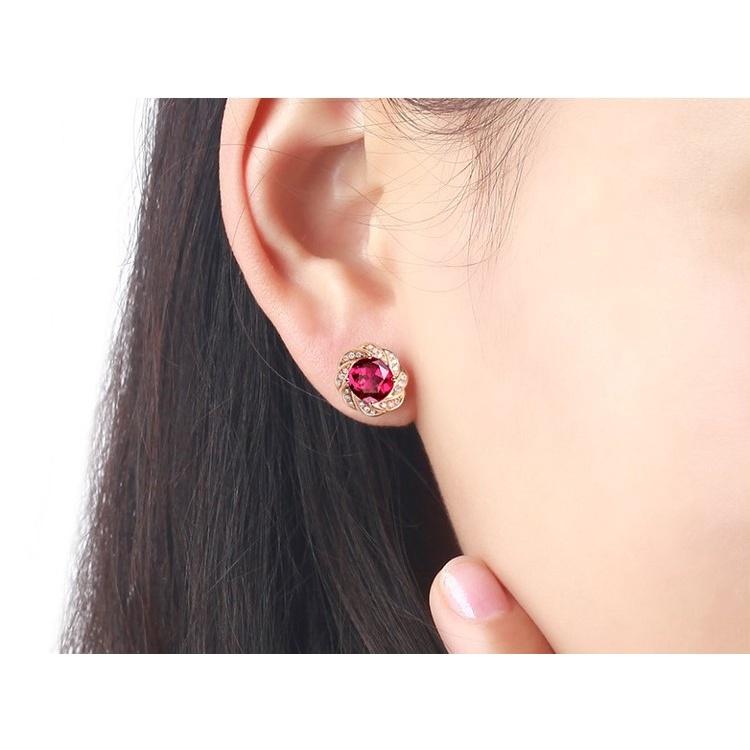 B759．紅色寶石耳環 耳墜 耳飾 韓版銀飾飾品 首飾 飾品 防過敏 抗過敏 不褪色 抗敏耳針 水鑽耳環 耳釘 耳扣-細節圖4