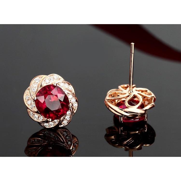 B759．紅色寶石耳環 耳墜 耳飾 韓版銀飾飾品 首飾 飾品 防過敏 抗過敏 不褪色 抗敏耳針 水鑽耳環 耳釘 耳扣-細節圖5