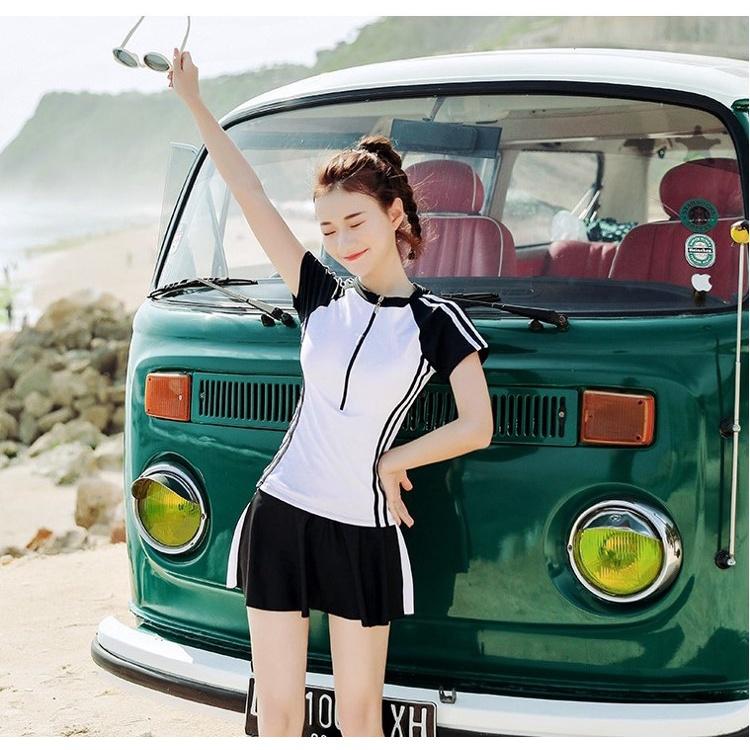 海軍風三件套泳裝 顯瘦韓國風女泳裝 保守泳裝 泳衣 女泳衣 溫泉泳衣 比基尼 少女泳衣 學生泳衣 三件套泳衣 運動泳裝-細節圖8