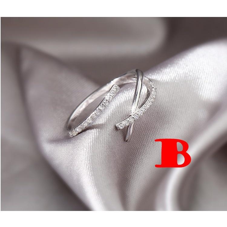 韓版戒指 幾何鋯石銀戒指 簡約時尚 個性 氣質 閨蜜戒指 無分戒圍 開口設計可調整大小-細節圖6