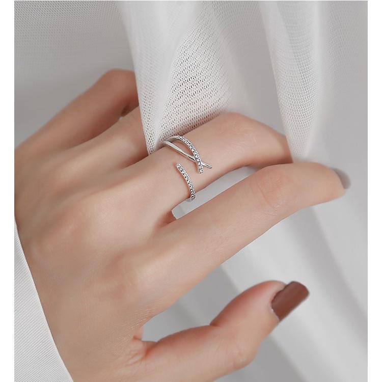 韓版戒指 幾何鋯石銀戒指 簡約時尚 個性 氣質 閨蜜戒指 無分戒圍 開口設計可調整大小-細節圖7