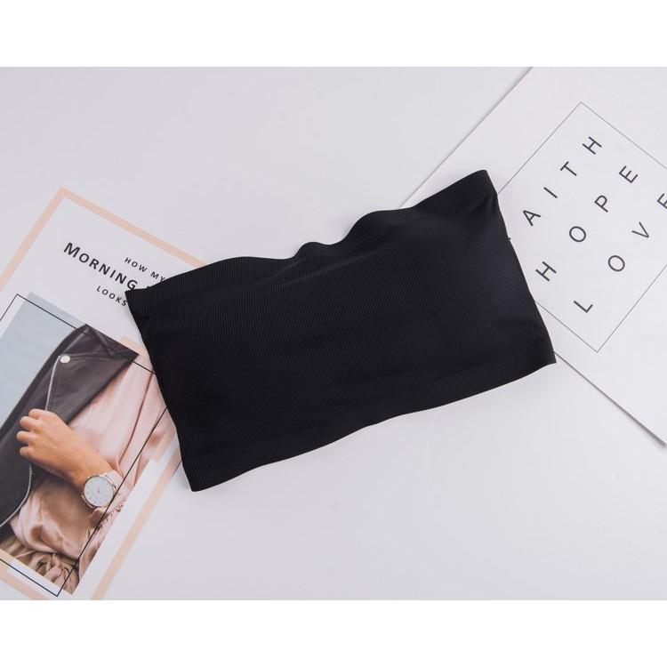 C39.【附胸墊】一片式無痕背心 冰絲無痕防走光背心 冰絲涼感吸濕透氣 一字領透氣露肩小可愛 四排扣抹胸裹胸 隱形內衣-細節圖2