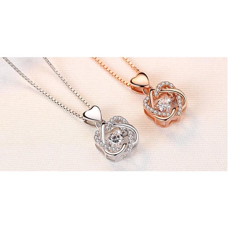 B827．閃動心形項鍊 韓版銀飾吊飾 首飾配件飾品 女飾品 銀飾品 防過敏 抗過敏 吊飾吊墜吊墬 情人節 送禮-細節圖2