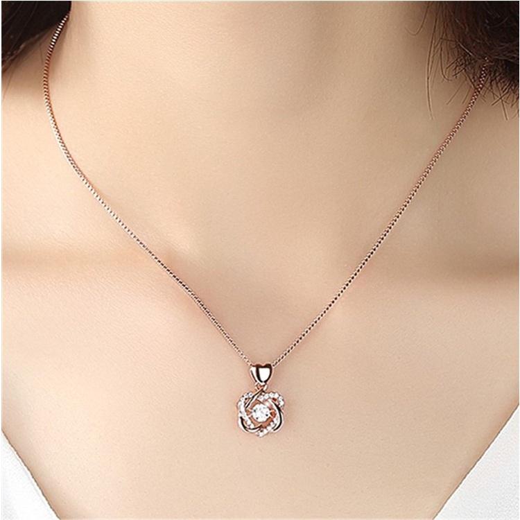 B827．閃動心形項鍊 韓版銀飾吊飾 首飾配件飾品 女飾品 銀飾品 防過敏 抗過敏 吊飾吊墜吊墬 情人節 送禮-細節圖3