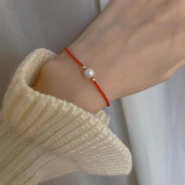 B1033．珍珠紅繩手鍊 本命年避邪護身 轉運手鏈 好運紅繩手鍊 本命年 防小人 辟邪除穢 開運祈福 求財 保平安-細節圖2