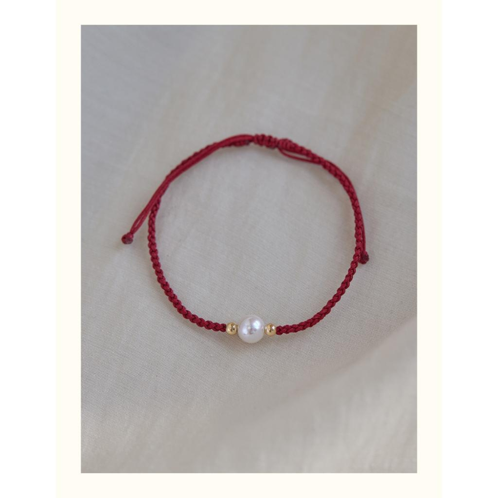 B1033．珍珠紅繩手鍊 本命年避邪護身 轉運手鏈 好運紅繩手鍊 本命年 防小人 辟邪除穢 開運祈福 求財 保平安-細節圖5