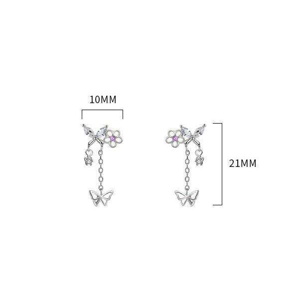B847．蝴蝶流蘇耳環 仙女風 氣質簡約耳環 冷淡風耳飾 日韓版銀飾飾品 首飾 飾品 防過敏 抗過敏 不褪色 抗敏耳針-細節圖2