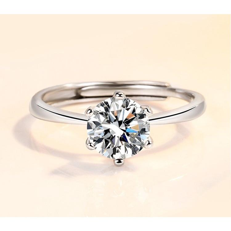 B632．六爪鋯石鑽戒 情侶對戒 男女對戒 無分戒圍 銀飾 手飾 水鑽 情人戒指 指環 首飾配件飾品-細節圖3