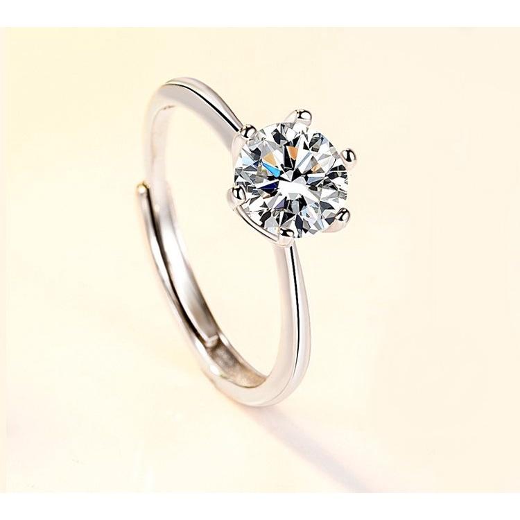 B632．六爪鋯石鑽戒 情侶對戒 男女對戒 無分戒圍 銀飾 手飾 水鑽 情人戒指 指環 首飾配件飾品-細節圖4