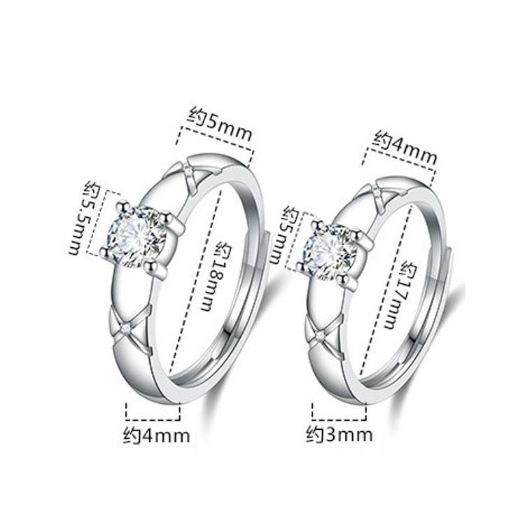 B622．唯愛情侶戒指 情侶對戒 男女對戒 無分戒圍 開口設計可調整大小 銀飾手飾水鑽情人戒指指環首飾配件女飾品送禮告白-細節圖2