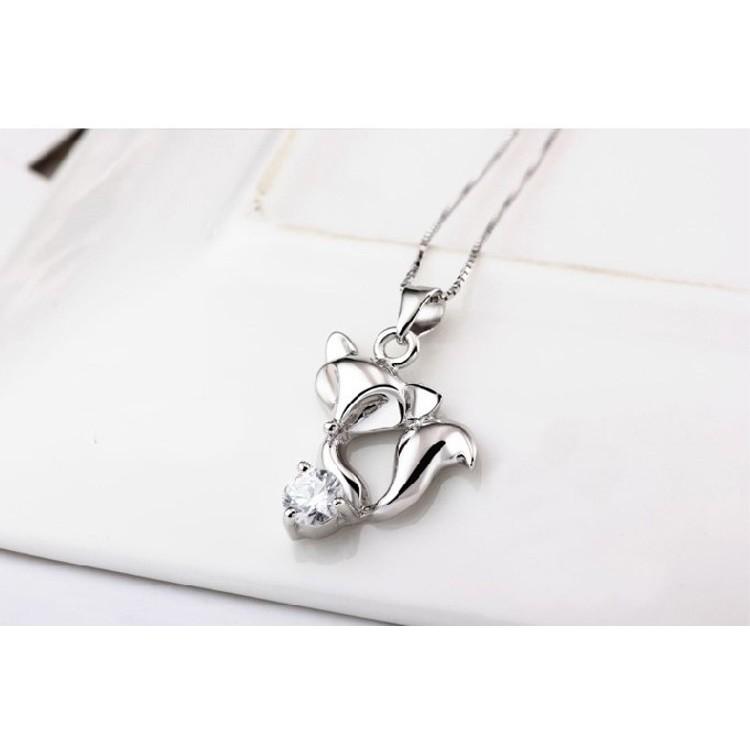 B578．狐狸項鍊(含項鍊) 韓版銀飾吊飾 各式首飾配件 防過敏抗過敏女飾品 狐狸項鍊 短項鍊-細節圖2