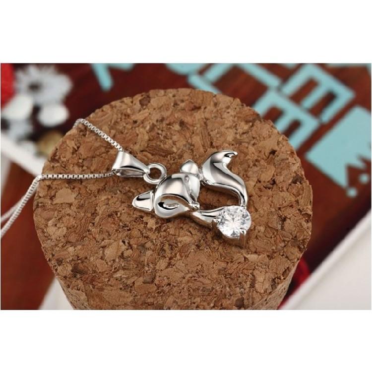 B578．狐狸項鍊(含項鍊) 韓版銀飾吊飾 各式首飾配件 防過敏抗過敏女飾品 狐狸項鍊 短項鍊-細節圖4