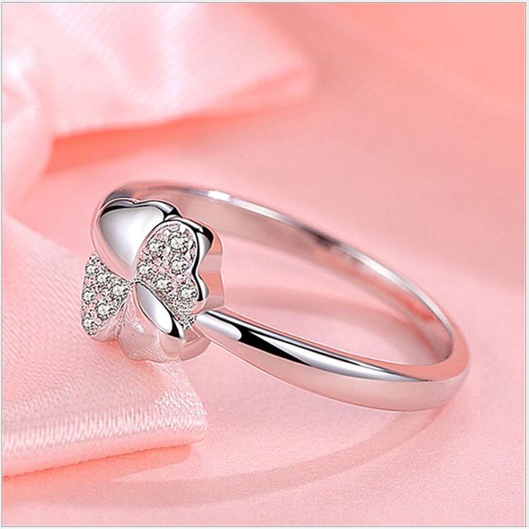 B551．四葉草戒指 銀飾 韓版男女戒指 銀戒 無分戒圍可調整大小 防過敏首飾配件飾品 女飾品 情人節 情侶戒 閨密-細節圖3