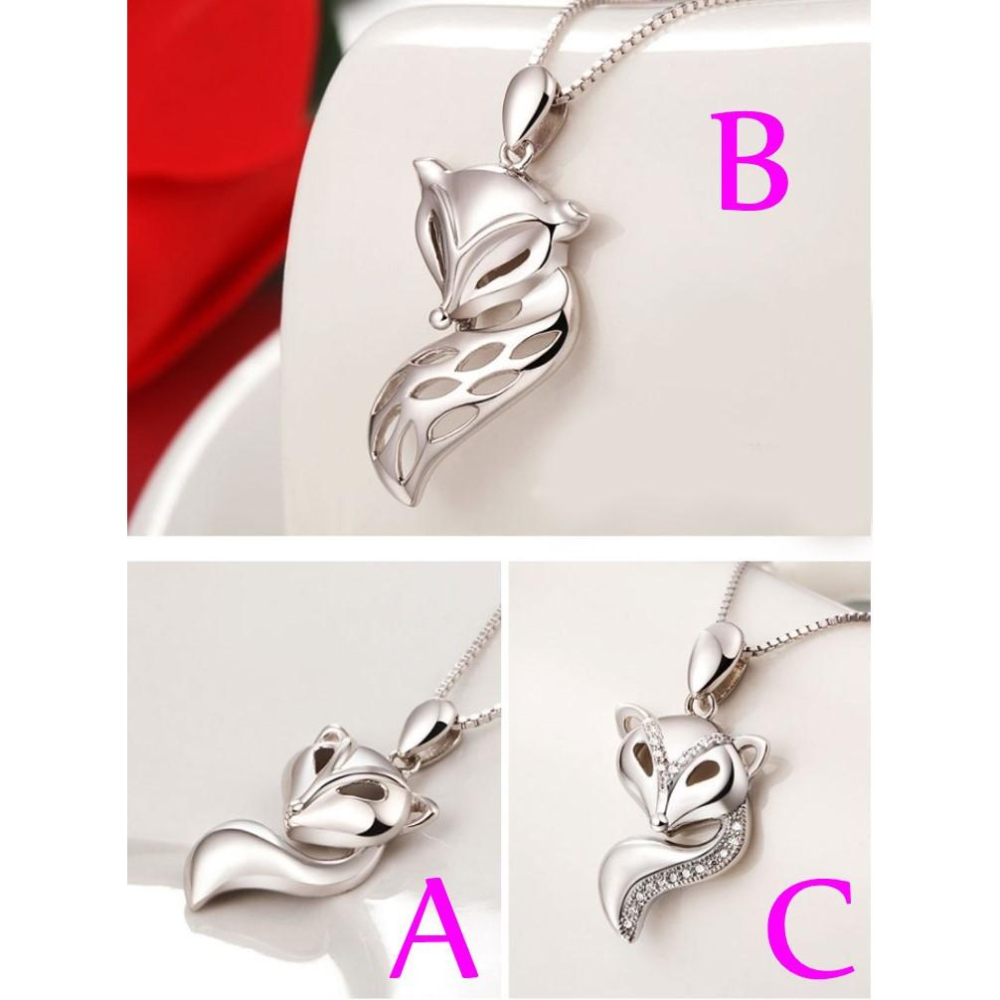 B576．魅力狐狸項鍊(包含項鏈) 韓版銀飾 銀項鍊 抗過敏防過敏 首飾飾品配件 狐狸項鍊-細節圖3