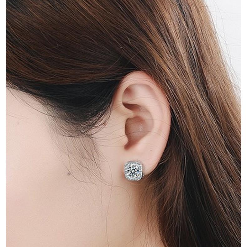 B569．方形鑲鑽耳環 韓版氣質甜美耳環耳飾 銀飾飾品 首飾飾品 防過敏抗過敏 不褪色 抗敏S925耳針耳環-細節圖4