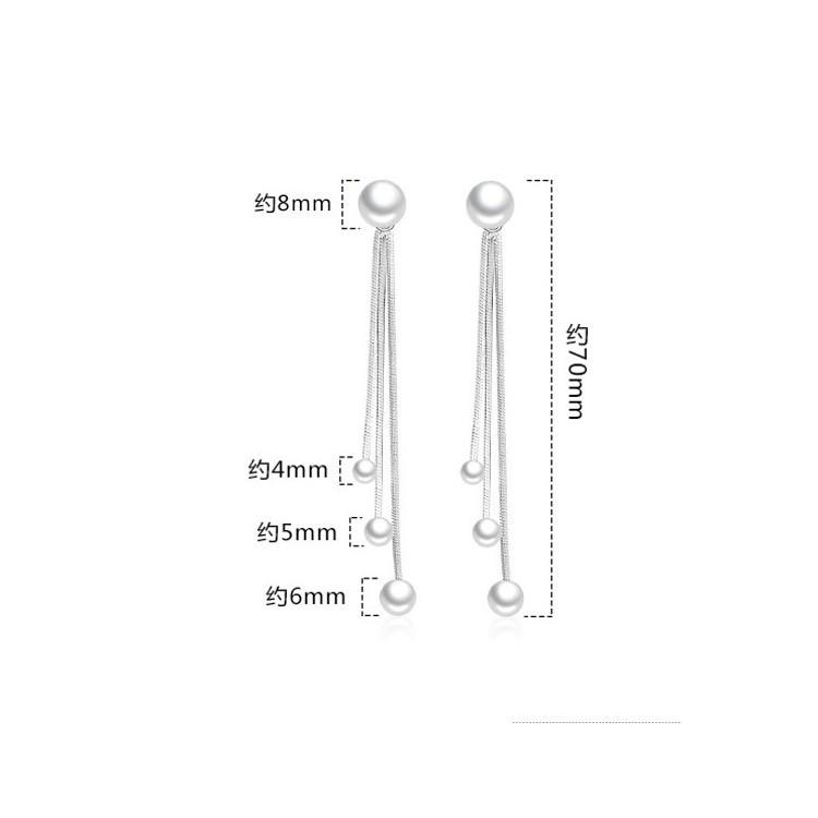 B557．珍珠流蘇耳環 耳鍊 韓版耳飾 韓版誇張流蘇耳環銀飾飾品 防過敏 抗過敏 不褪色首飾 抗敏耳針 垂墜耳環-細節圖2
