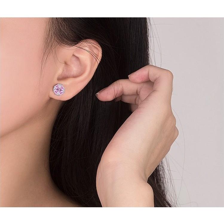 B542．心形花朵耳環 韓版銀飾 首飾配件飾品防過敏 抗敏耳針 水鑽耳飾 女耳環-細節圖3