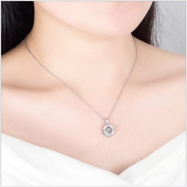 B534．櫻雪吊墜項鍊 防過敏韓版銀飾吊飾吊墜吊墬 首飾飾品配件 女飾品 水鑽吊墜 精緻吊墜-細節圖2