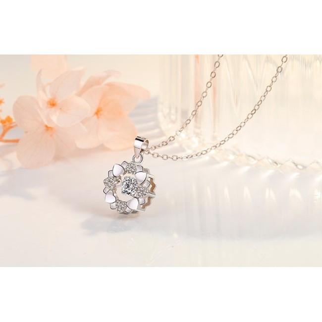 B534．櫻雪吊墜項鍊 防過敏韓版銀飾吊飾吊墜吊墬 首飾飾品配件 女飾品 水鑽吊墜 精緻吊墜-細節圖5
