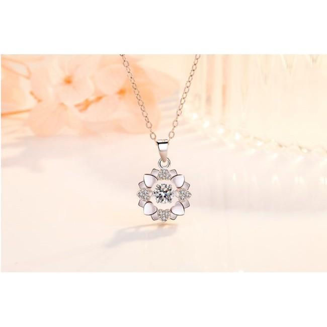 B534．櫻雪吊墜項鍊 防過敏韓版銀飾吊飾吊墜吊墬 首飾飾品配件 女飾品 水鑽吊墜 精緻吊墜-細節圖6