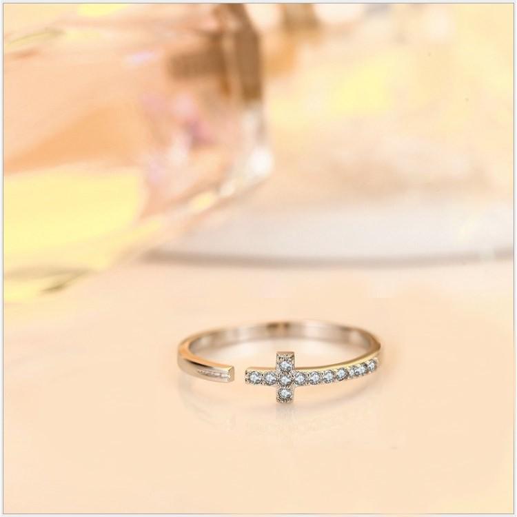 B495．十字架戒指 戒指銀飾 男女通用款戒指 無分戒圍可調整大小 防過敏首飾配件飾品 女飾品 情人節 情侶戒 告白-細節圖2