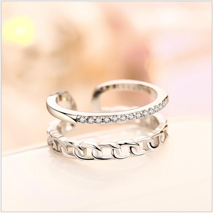 B493．星星鋯石戒指 銀飾 男女通用款戒指 無分戒圍可調整大小 防過敏首飾配件飾品 女飾品 情人節情侶戒告白閨密死黨-細節圖3